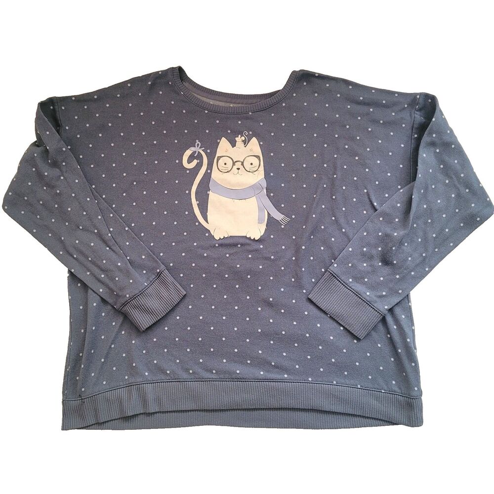 LC Lauren Conrad Cat & Mouse Polka Dot Cozy Sweater XXL